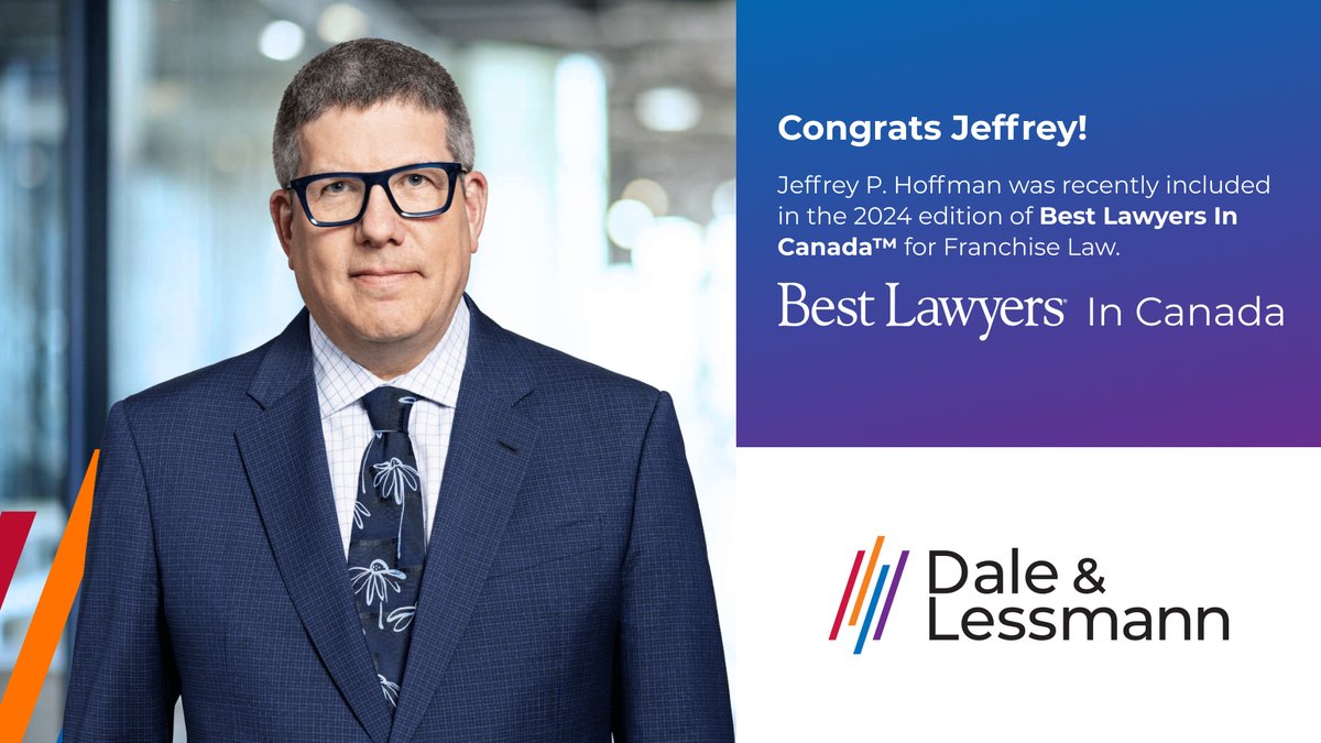Jeffrey was recently included in the 2024 edition of Best Lawyers In Canada™ for Franchise Law. Congrats Jeffrey!
#franchiselaw #bestlawyers2024 #franchise