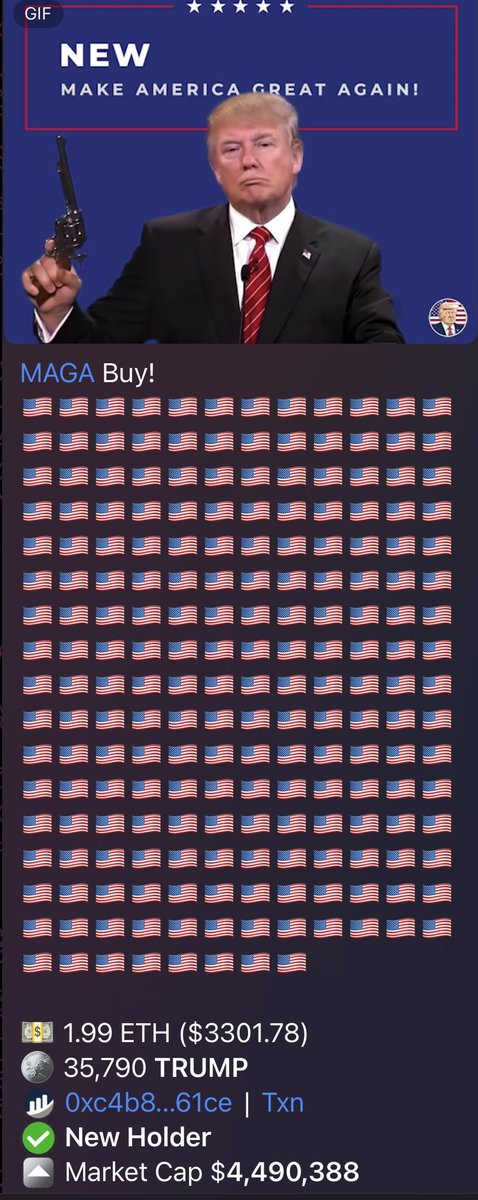 HopiumPapi's tweet photo. Bought $TRUMP 9 days ago at $275k. Reached ATH of $4.5M yesterday, a 16.4X increase. Haven't sold any tokens due to my strong belief in the #MAGA #Trump2024 narrative. Feel free to fact check all my claims on the blockchain.👇🚫 Fake news.
https://t.co/uDk2kMvNeh https://t.co/LFFFqRv1x7