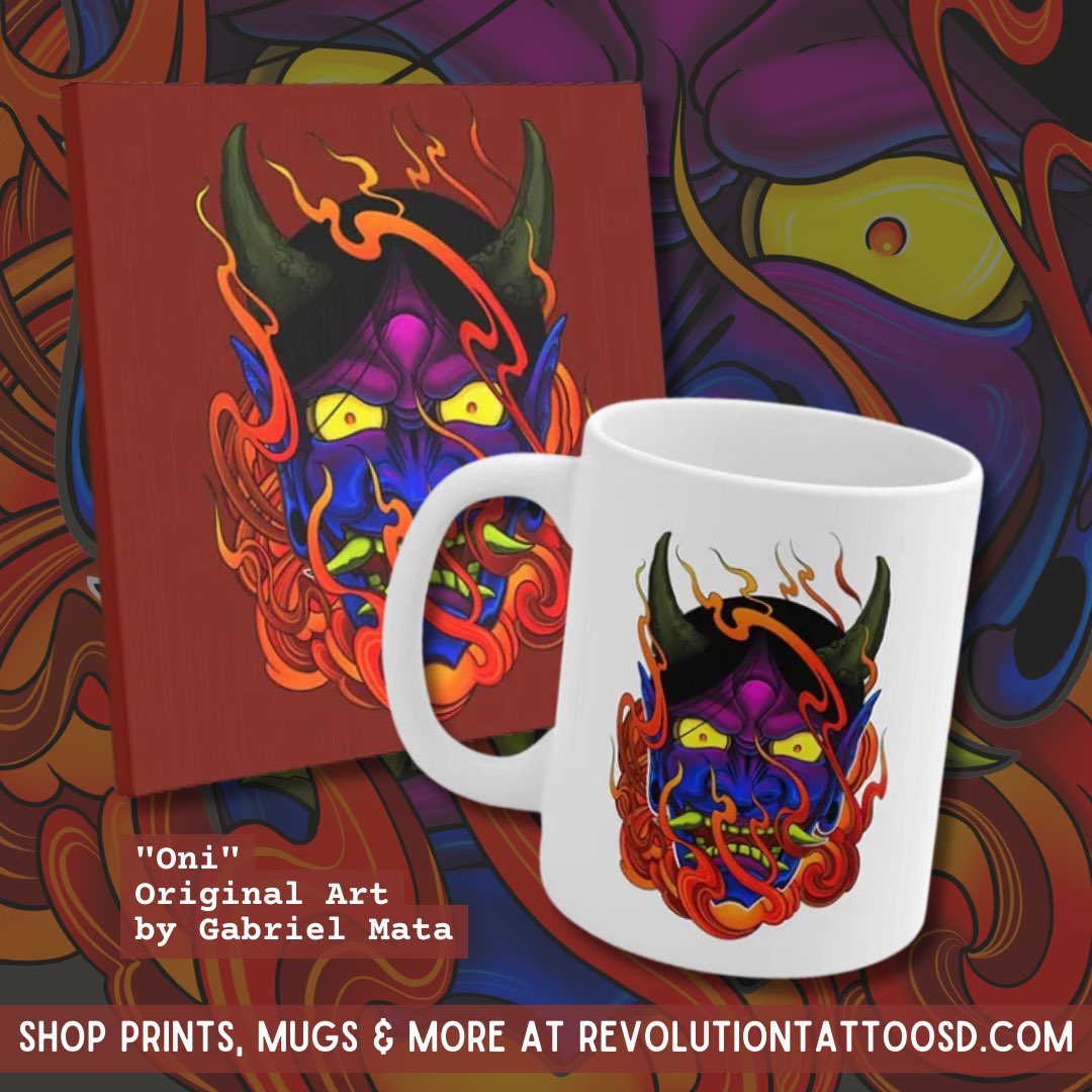 Check out the original artwork titled 'Oni' by Gabriel Mata, now offered as canvas prints, mugs, and more on revolutiontattooosd.com

#revolutiontattoo #sandiegotattoos #muglife #ArtisticMugs #OriginalArtPrints #UniqueArtPieces #ArtisticHomeDecor #GalleryQualityPrints