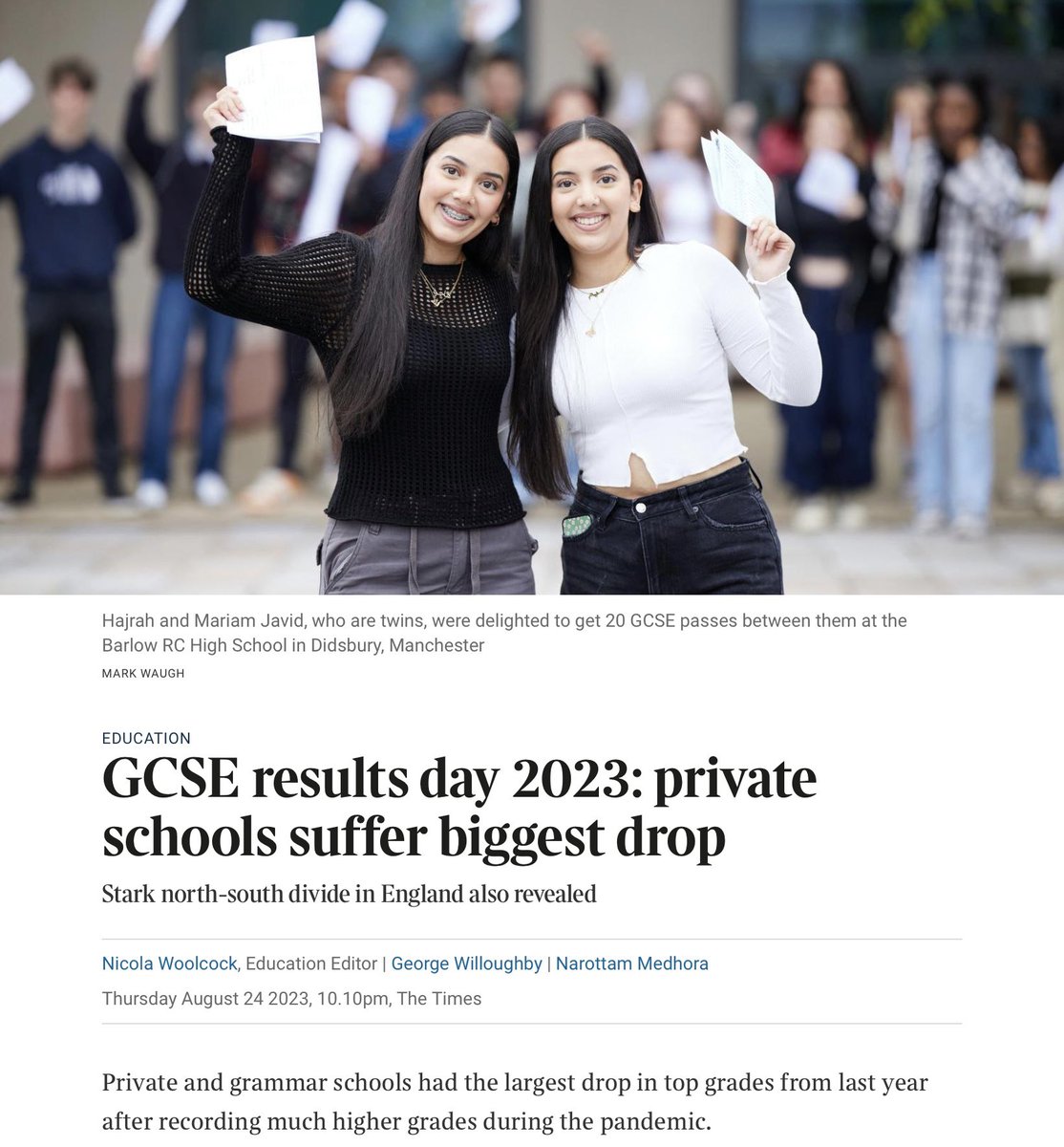 TheBarlowRC's tweet photo. Look who made @thetimes #broadsheet 💫
Thank you Mark Waugh for capturing 🎥 (photo credits 📷)
#GGCSEResultsDay2023 #TheBarlowRCHighSchool #TheBarlowRC #GCSEResults #Proud #HighAchievers #AimHigh https://t.co/GPKwdtBB3W