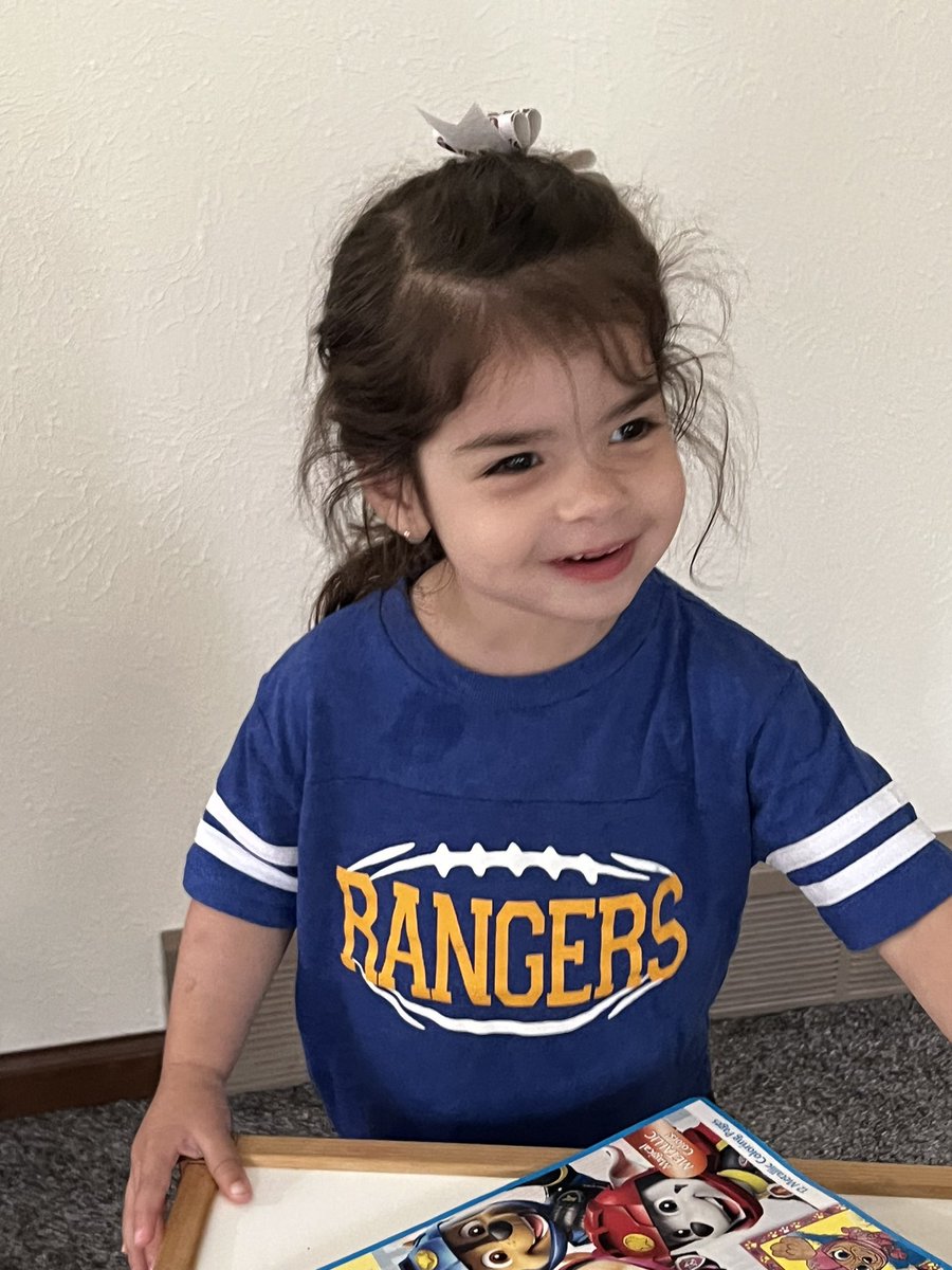MrsToflinski's tweet photo. Future water-girl! Letβs go, Rangers! πππ #WeAreNorthwood #FutureRanger #MiniT https://t.co/0XVyXaPONE