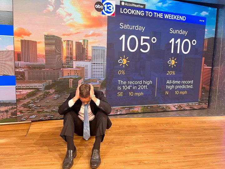 Houston…I’m sorry. All-time record high of 110° now predicted for Sunday. 🔥🫠

Full forecast: abc13.com/forecast