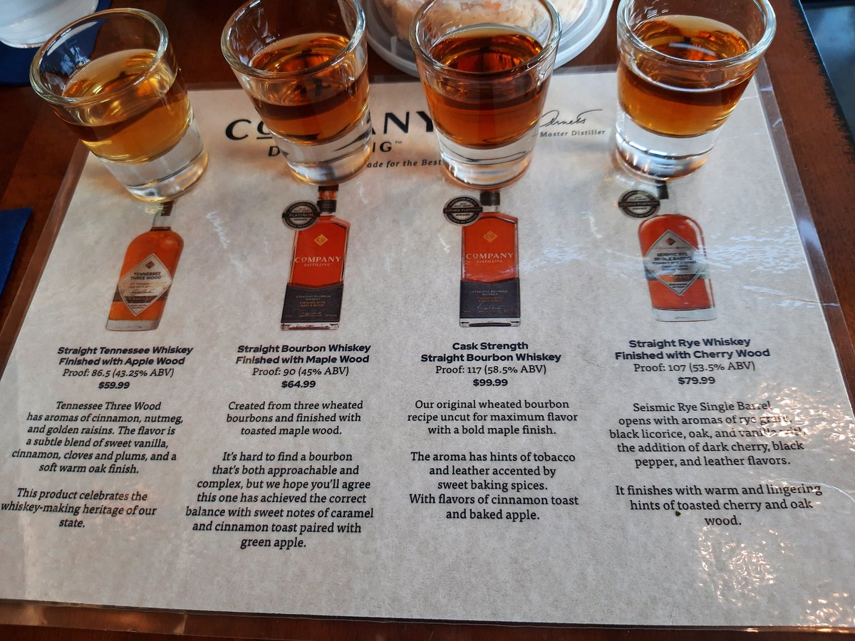 Enjoying my first Tenessee whiskey flight at <a href="/Co_DistillingTN/">Company Distilling</a> in Townsend, TN. May I have another please!