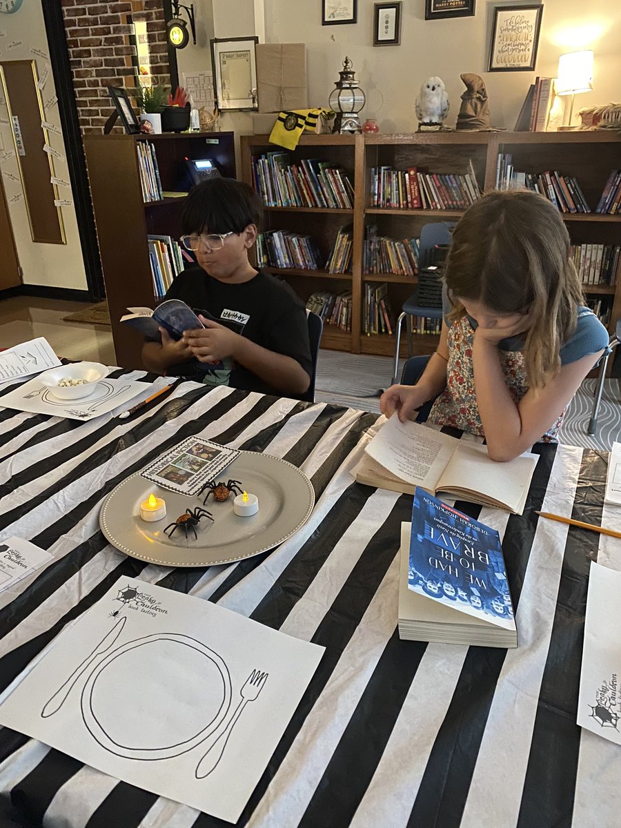 We got to try so many different genres at our delicious Leaky Cauldron Book Tasting today! Love seeing them get to explore and fall in love with books they might never have picked up 🕷️📖