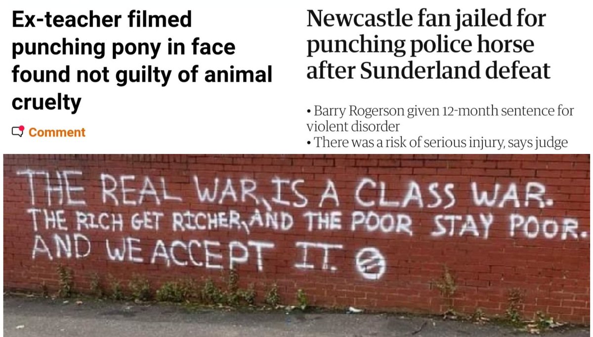 docrussjackson's tweet image. A primary school teacher &amp;amp; foxhunter from near Melton Mowbray who punched &amp;amp; kicked a horse was found not guilty.

A factory worker &amp;amp; football fan from Newcastle who punched a police horse received a 12 month jail sentence &amp;amp; a six year football ban.

What fucking century is it? 🇬🇧