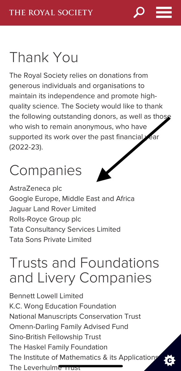 🌐 Pharma paid scientists and experts, have posted a link from New Scientist, where “lockdowns and face masks really did help to control Corona” by The Royal Society (newscientist.com/article/238892…) BUT
what they don’t say? 

WHO PAID FOR IT👇🏻

Source: royalsociety.org/about-us/fundi…

🧶