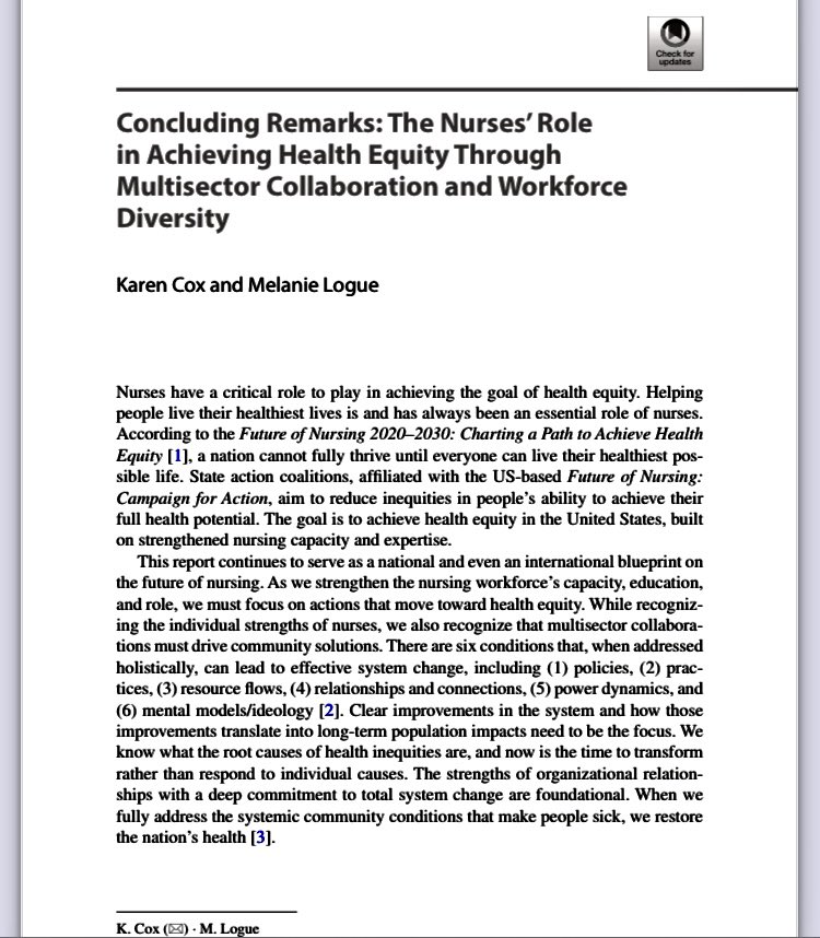 MelaniePowerRN's tweet photo. I co-authored a book chapter with Karen Cox RN PhD FACHE FAAN in the new FON: Global Applications to Advance Health Equity. Humbled and grateful for Karen’s mentorship and support in this project. I highly recommend this book. Thanks also to the excellent editors #FutureOfNursing https://t.co/5wLx5s8BDw