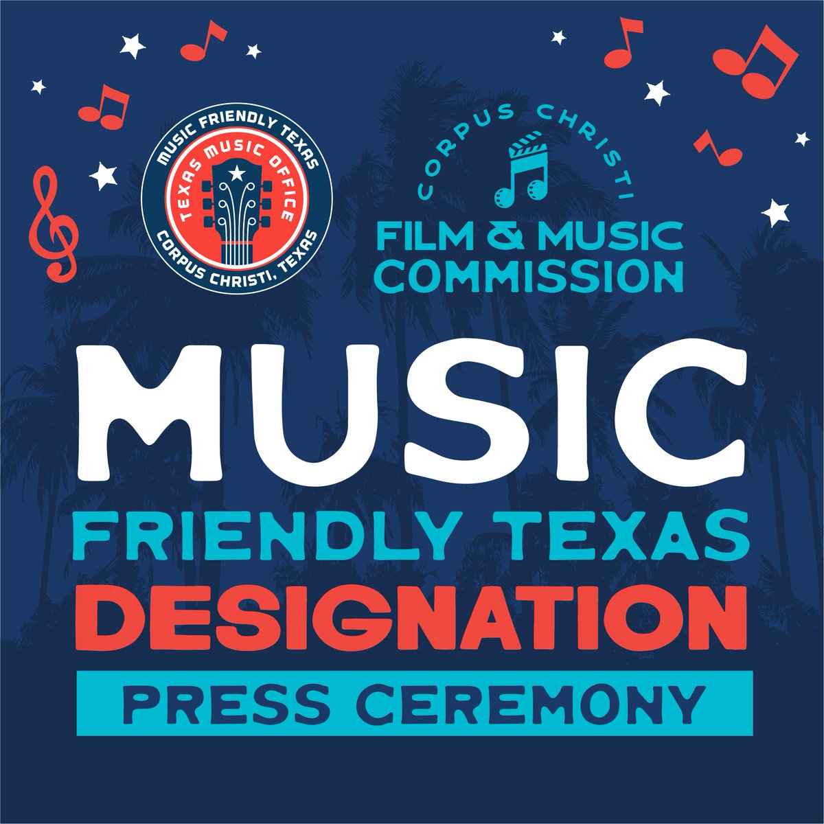 Congratulations to the @cityofcc on being designated a #MusicFriendlyTexas Certified Community by the Texas Music Office (TMO)! #CorpusChristiTX becomes the 44th Texas city to receive the official Music Friendly Texas designation. More info: bit.ly/TMO_Corpus