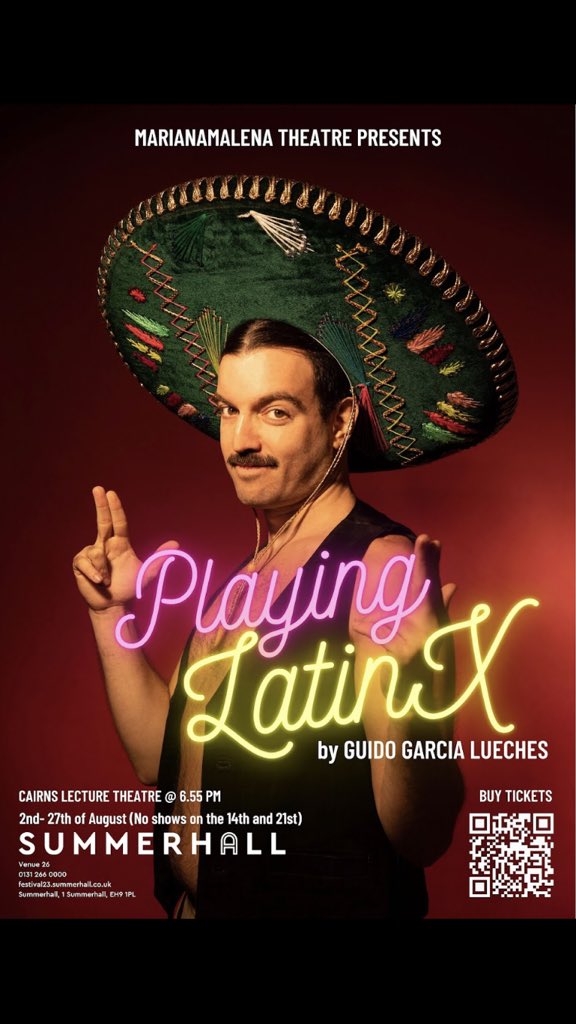 #QuickFlyer Friday!
Who’s up for a party tonight?? 🍍Come to see 🥑PLAYING LATINX 🥑and become successful with us! 
#FillYerBoots <a href="/edfringe/">Edinburgh Festival Fringe</a> 
At <a href="/Summerhallery/">Summerhall</a> for the last 3 nights 18:55
🎟️ here 👉🏽 festival23.summerhall.co.uk/events/playing…
