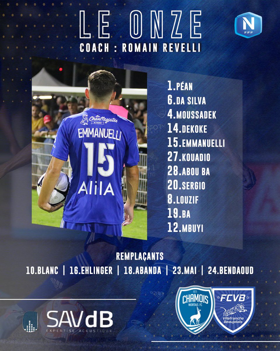 FCVB_officiel's tweet image. 𝑳’𝒂𝒗𝒂𝒏𝒕 𝒎𝒂𝒕𝒄𝒉  |  #CNFCFCVB ⏳

LE 𝐗𝐈 𝐝𝐞 𝐝𝐞́𝐩𝐚𝐫𝐭 du coach Revelli pour ce déplacement à Niort 🔥

Tous unis derrière notre équipe 👊🏼
Suivre le match ➡️ bit.ly/FCVB-J3

#TeamFCVB 🔵