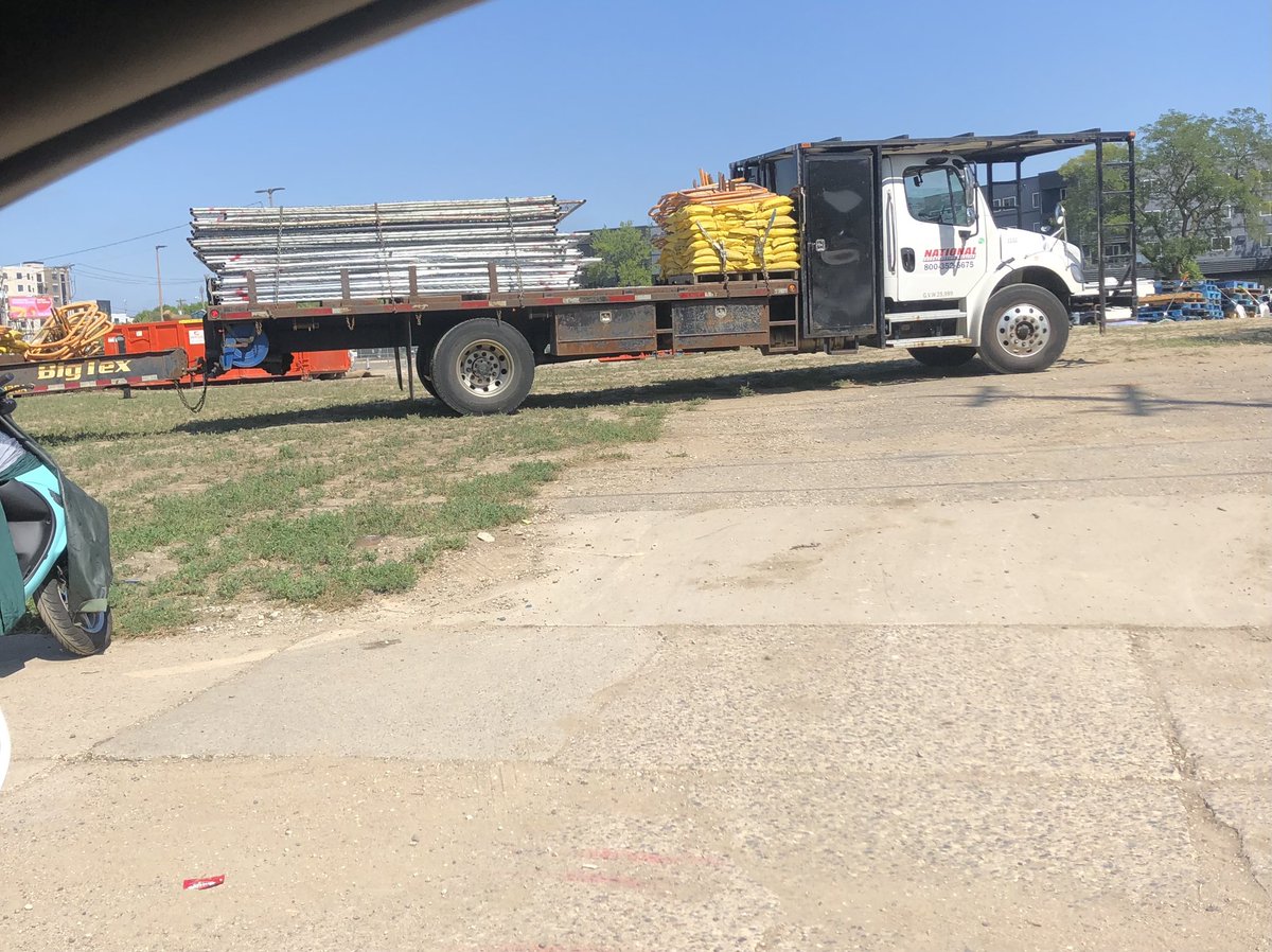 JenniferJenn612's tweet photo. National Rent A Fence is the vendor the City paid to fence off the 31st &amp; Nicollet encampment. Also have workers reinforcing the fencing around Kmart. How much of OUR money is spent on fencing instead of housing &amp; services? 

Images show two semi-trucks with metal fencing. https://t.co/MKvXAkBEp3