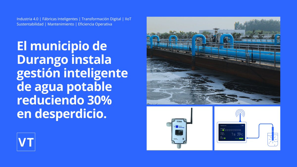 VERSETechnology's tweet photo. El municipio de Durango instala gestión inteligente de agua potable, reduciendo 30% en desperdicio del líquido. A través de la plataforma Jupiter y dispositivos TITAN de VT, el gobierno local ha conseguido ahorrar también 25% en consumo de electricidad. La solución de VT ofrece recomendaciones de potencia, uso y horarios. Resultado: reducción de interrupciones en el suministro y optimización de costos de mantenimiento.

¿Cómo está lidiando tu ciudad con las interrupciones de agua?

#VT #VERSETechnology #Industria40 #transformacióndigital #IIdC #InternetIndustrialdelasCosas #IdC #InternetdelasCosas #ingeniería #fábricasinteligentes #datos #automatización #manufactura #manejodelagua #sustentabilidad
