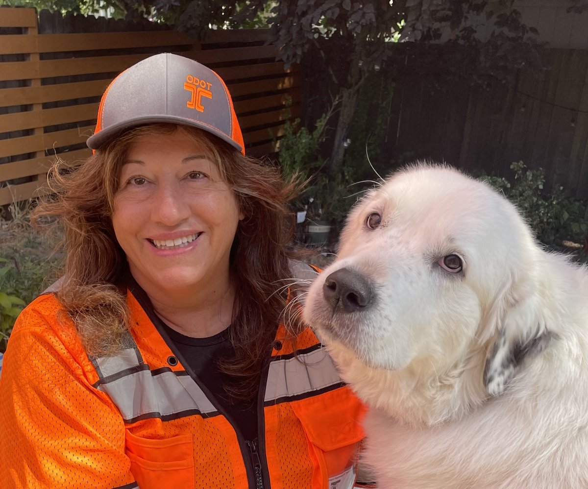Slow down – my human is in the work zone! For #NationalDogDay, our fur-babies want to remind everyone that road work continues statewide. Pay attention in the #WorkZone, #SlowDown & #MoveOver. Imagine if this was where you worked! Always drive safe, & watch for signage/workers.