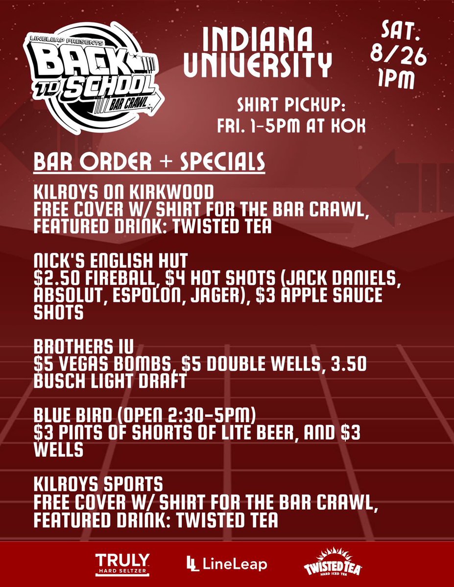 NicksEnglishHut's tweet image. Tomorrow @lineleap_! 🎉🎉 #BackToSchoolBarCrawl #LineLeap #BarCrawl #NicksEnglishHut #NEH #NicksNation #VisitBtown