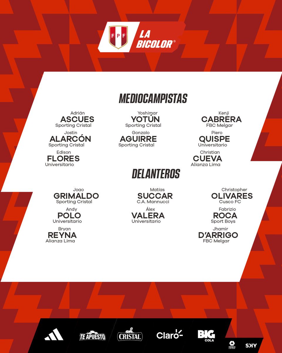 ¡𝗜𝗻𝗶𝗰𝗶𝗮 𝘂𝗻 𝗻𝘂𝗲𝘃𝗼 𝗰𝗮𝗺𝗶𝗻𝗼! 🙌🏽 Presentamos la lista de convocados de futbolistas del medio local a #LaBicolor 🇵🇪. #UnSentimientoQueNosUne