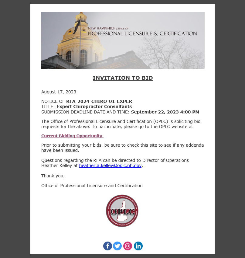 nhchiro's tweet photo. We've been informed that the Office of Professional Licensure and Certification is seeking additional investigators/consultants.

For more information: https://t.co/DzDvIOTevC... https://t.co/hUOI4f9mYl