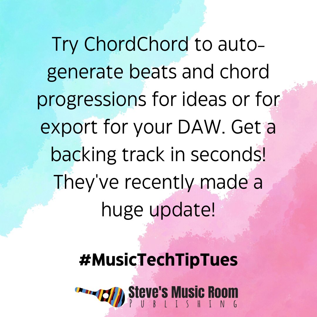 StevesMusicRoom's tweet photo. #musictechtiptues

Try ChordChord to auto-generate beats and chord progressions for ideas or for export for your DAW. Get a backing track in seconds! They've recently made a huge update!

#musiced #musictech #musicedtech #musiceducation https://t.co/0feVvhPRjW