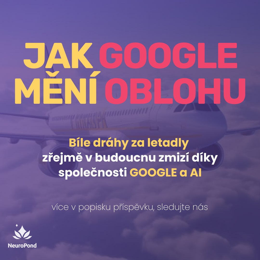neuropond's tweet photo. 🛫🌍 Víte, jaký dopad mají kondenzační stopy letadel na naše životní prostředí? Google přichází s inovativním řešením založeným na umělé inteligenci, aby tento dopad minimalizoval! Zjistěte, jak může moderní technologie chránit naši planetu a jak se mění budoucnost létání. 🚀🌿 https://t.co/H5iGzHem1J