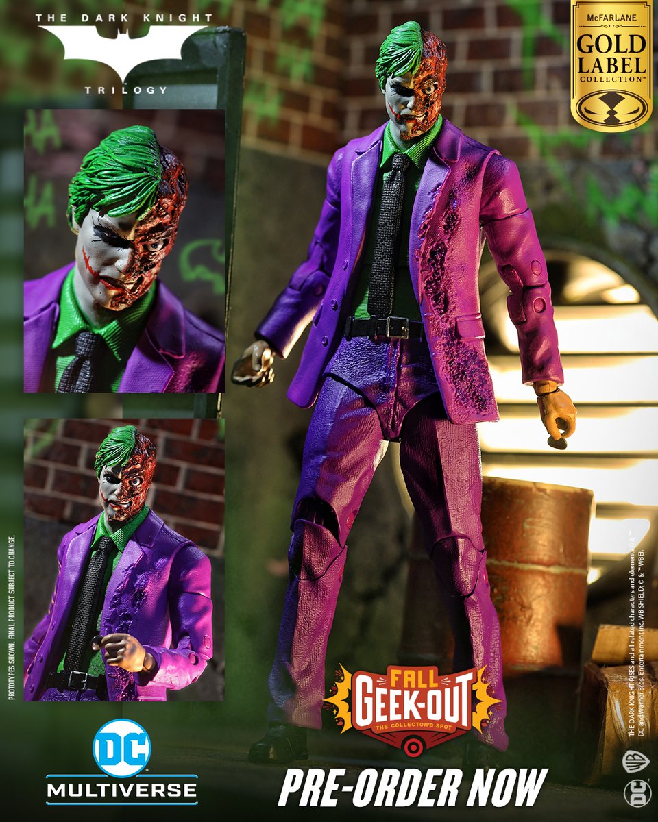 mcfarlanetoys's tweet image. Two-Face™ Jokerized 7in Gold Label (The Dark Knight™) is available for pre-order NOW exclusively at Target!
➡️ bit.ly/Two-FaceTDKJok…

Combine with the rest of The Dark Knight Trilogy Build-a line &amp;amp; assemble JOKERIZED Bane™!  

#McFarlaneToys #TheDarkKnight #TargetFallGeekOut