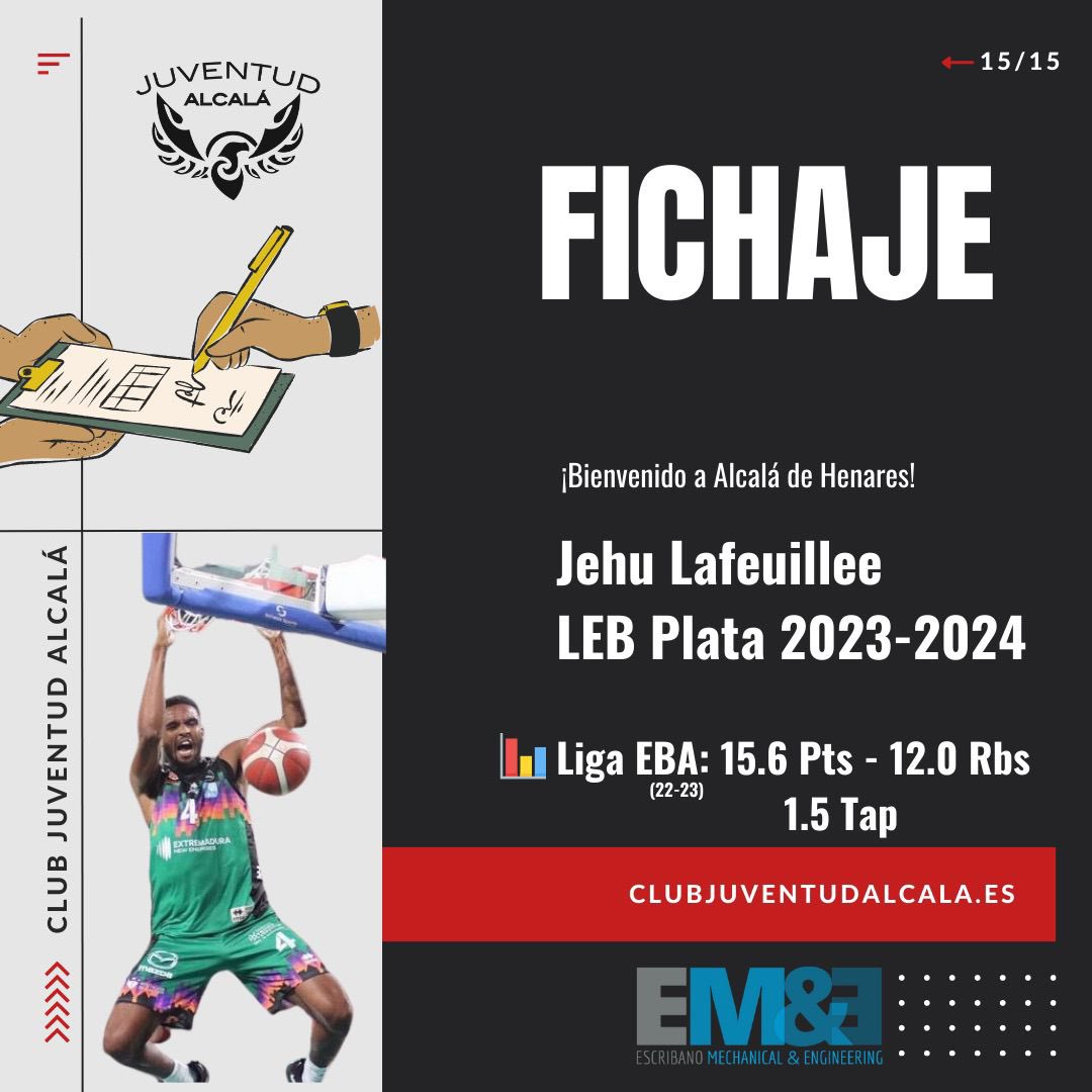Club Juventud Alcalá (@cjuventudalcala) on Twitter photo 🥁 𝙍𝙚𝙙𝙤𝙗𝙡𝙖𝙣𝙩𝙚𝙨 (...)
🇬🇩 Jehu Lafeuillee es la más reciente adición del <a href="/cjuventudalcala/">Club Juventud Alcalá</a>
Aluvión de energía 🔋
<a href="/al_go_mu/">Alberto Gómez</a>: "Es un jugador versátil, no escatima esfuerzos y puede jugar por encima del aro".
🖥️ Conoce más:
clubjuventudalcala.es/es/news/jehu-l…
#CiudadHistorica 🥁 𝙍𝙚𝙙𝙤𝙗𝙡𝙖𝙣𝙩𝙚𝙨 (...)
🇬🇩 Jehu Lafeuillee es la más reciente adición del <a href="/cjuventudalcala/">Club Juventud Alcalá</a>
Aluvión de energía 🔋
<a href="/al_go_mu/">Alberto Gómez</a>: "Es un jugador versátil, no escatima esfuerzos y puede jugar por encima del aro".
🖥️ Conoce más:
clubjuventudalcala.es/es/news/jehu-l…
#CiudadHistorica