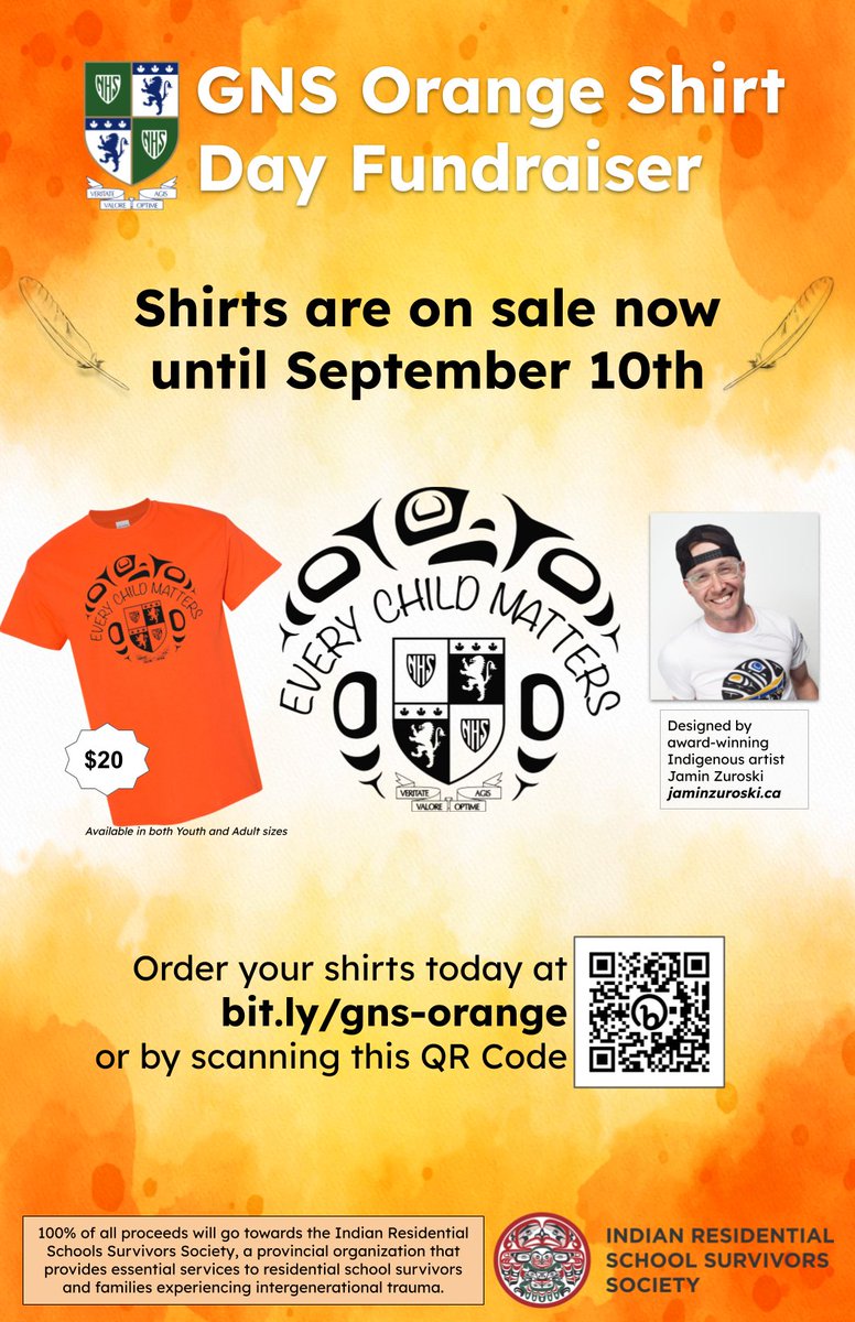 Jon Hamlin (@jonhamlin) on Twitter photo We are proud to support <a href="/IRSSurvivor/">Indian Residential School Survivors Society</a> with our 2023 <a href="/glenlyonnorfolk/">Glenlyon Norfolk School</a> Orange Shirt Day fundraiser. Much gratitude to Jamin Zuroski for his artistic support and collaboration. Shirts can be ordered here: bit.ly/gns-orange #reconciliation #Sept30 We are proud to support <a href="/IRSSurvivor/">Indian Residential School Survivors Society</a> with our 2023 <a href="/glenlyonnorfolk/">Glenlyon Norfolk School</a> Orange Shirt Day fundraiser. Much gratitude to Jamin Zuroski for his artistic support and collaboration. Shirts can be ordered here: bit.ly/gns-orange #reconciliation #Sept30