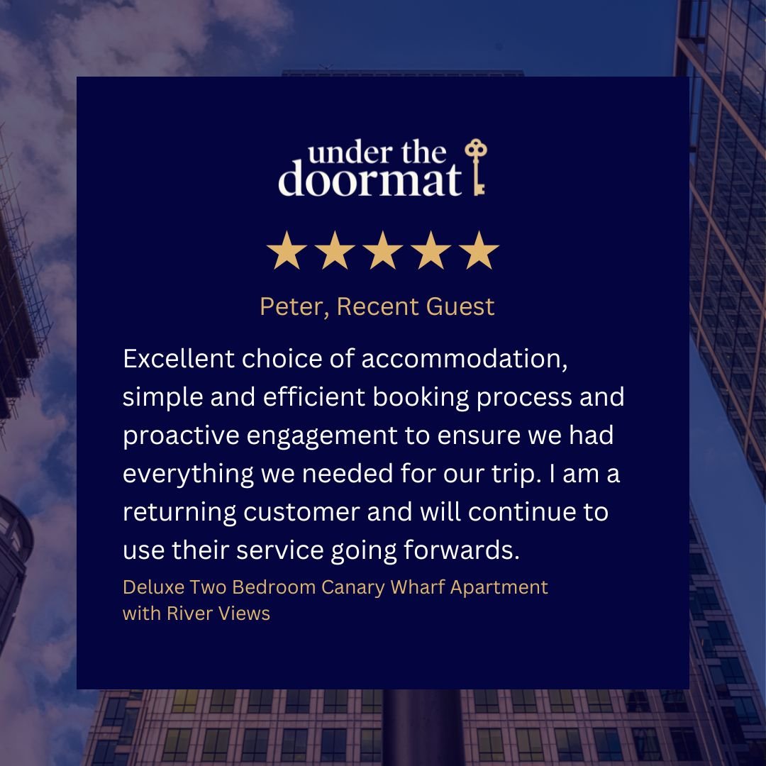 UnderDoormat's tweet image. Our serviced apartments in Canary Wharf offer homely experiences for #businesstravellers

"Excellent choice of accommodation, simple and efficient booking process and proactive engagement to ensure we had everything we needed for our trip."

#shorttermlet #businesstravel