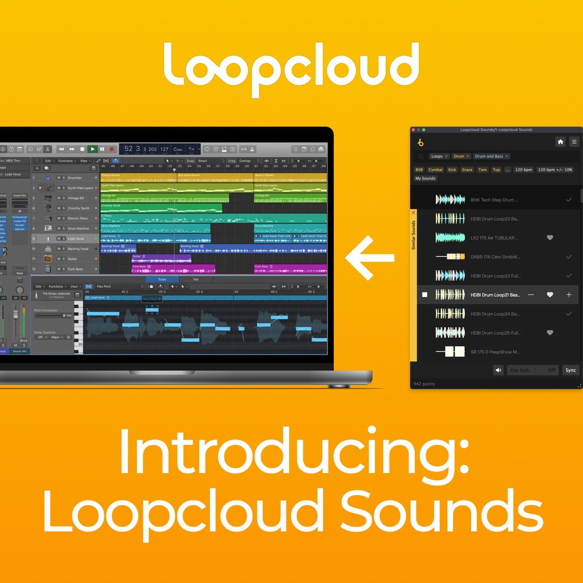 Introducing: the fastest, most streamlined Loopcloud ever!👋 After months of work and planning, we are ecstatic to release the new Loopcloud Sounds VST.😱 A thread (1/4)✨