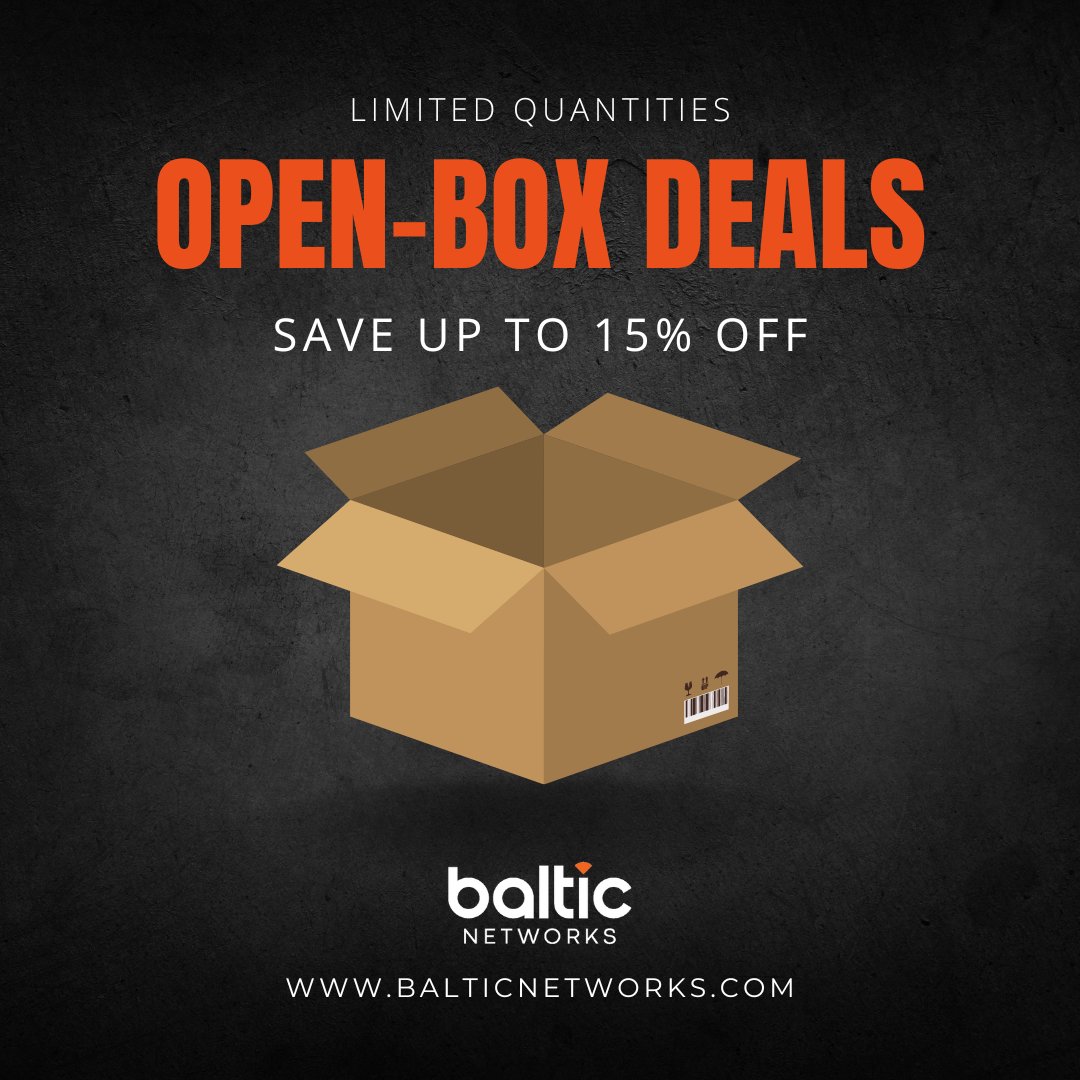 BalticNetworks's tweet image. Ready to save? Explore our open-box 📦 selection and enjoy up to 15% off! 

Quality products, unbeatable prices. Don't miss out - limited quantities are available! 

Shop Now by visiting ow.ly/waV050PEbGG

#OpenBoxDeals #Ubiquiti #MikroTik #Cambium #BalticNetworks