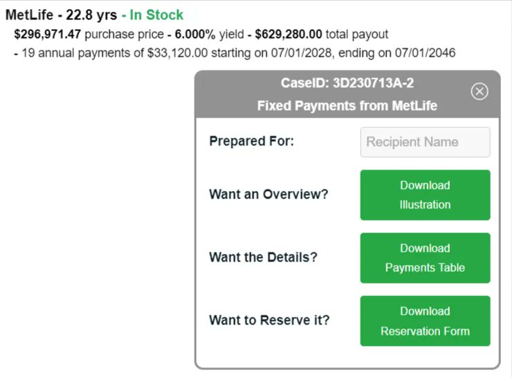 dcfannuities's tweet image. Featured #DCFIncomePayments
MetLife - 22.8 yrs - In Stock
$296,971.47 purchase price - 6.000% yield - $629,280.00 total payout

CaseID: 3D230713A-2 

Get details and reserve here: buff.ly/3EdQi6w 

#DeferredIncome #HighYieldInvestment #RetirementPlanning