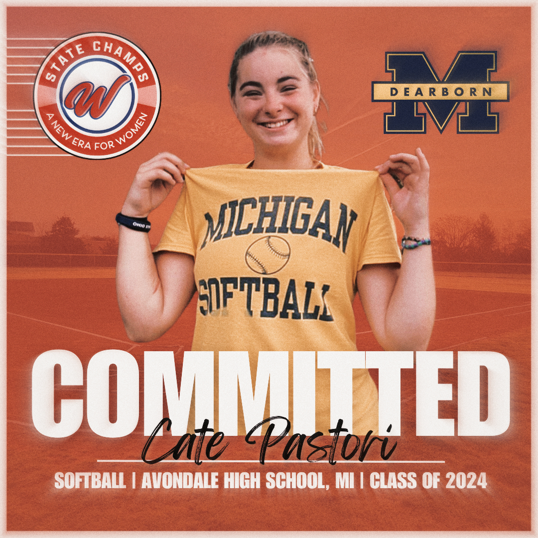 State Champs! W (@statechampsw) on Twitter photo Congratulations to Cate Pastori on her commitment to University of Michigan - Dearborn where she will play softball! She will be graduating from Avondale High School and will begin her collegiate academic and athletic career in the Fall of 2024!
<a href="/CatePastori2024/">Cate Pastori</a> | <a href="/UMDearbornSB/">UM-Dearborn Softball</a> Congratulations to Cate Pastori on her commitment to University of Michigan - Dearborn where she will play softball! She will be graduating from Avondale High School and will begin her collegiate academic and athletic career in the Fall of 2024!
<a href="/CatePastori2024/">Cate Pastori</a> | <a href="/UMDearbornSB/">UM-Dearborn Softball</a>