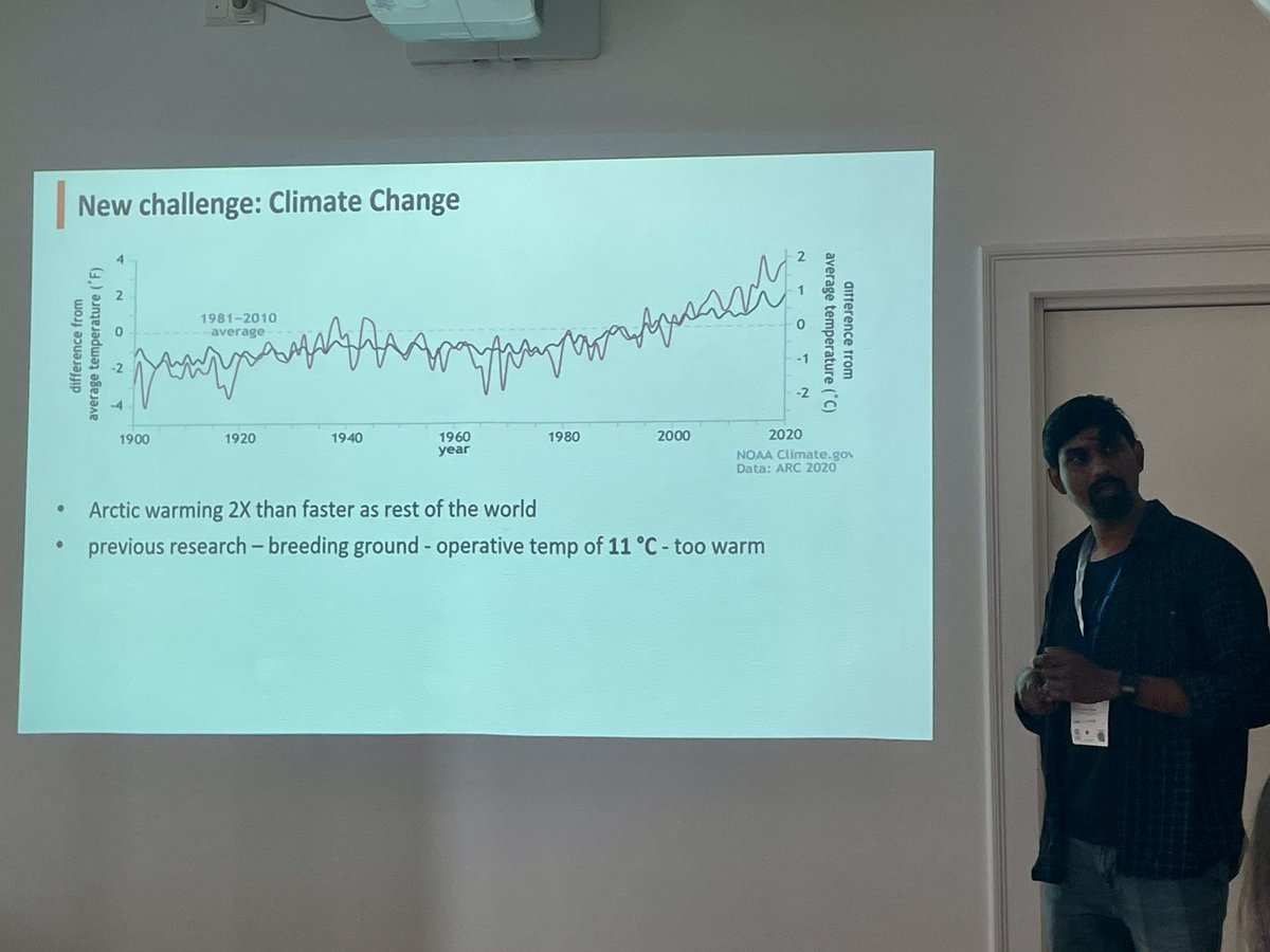 .<a href="/a_sachin1/">Sachin Anand</a> tackling key questions on how cold-adapted species will cope with rapid warming in the Arctic #EOU2023 #ThermalBiology #ornithology