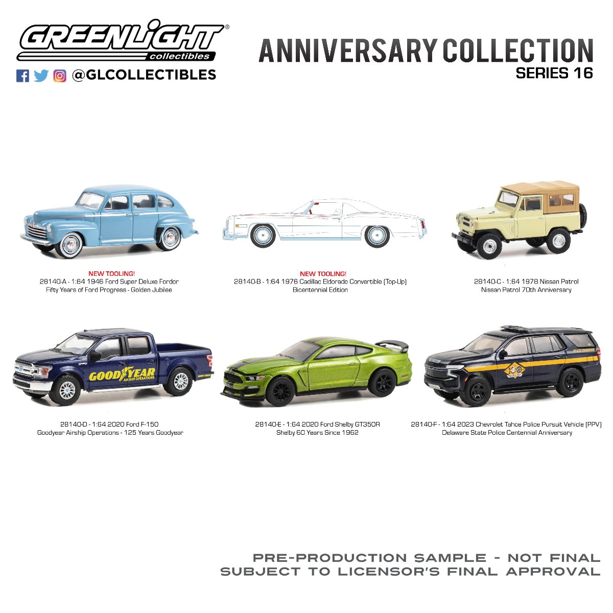 GLCollectibles's tweet photo. Our Anniversary Collection series always features cars that commemorate important historic events, and the packaging will even have more background on each car! 

# 28140
Expected Release Date: November 2023
1:64 Anniversary Collection Series 16
#GLDeco #Diecast #DiecastDaily https://t.co/Yty0L0spHr