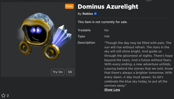 EventHunters - Roblox News on X: Roblox uploaded TWO new dominus items to  the catalog. The meshes were leaked a few years ago. I've heard many  different opinions on what it's for