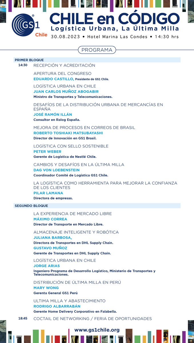 Grandes speakers, casos y reflexiones tendrán lugar en nuestro congreso de logística Chile en Código.
🗓️30 de agosto, a las 14:30 hrs.
Sé parte de conversaciones de vanguardia e inscríbete: docs.google.com/forms/d/e/1FAI…
