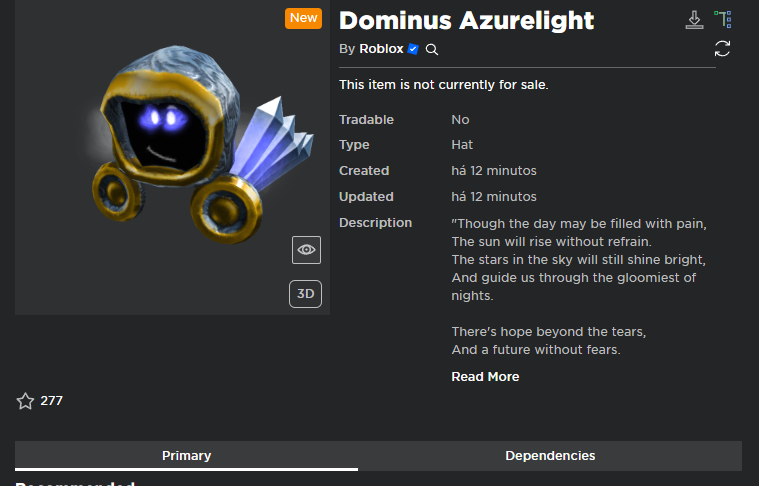 Dominus Azurelight has texture issues - Catalog Asset Bugs