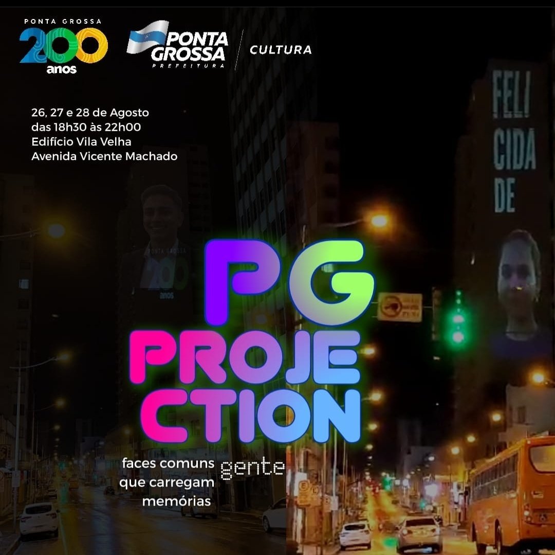 cultura__pg's tweet photo. Nos dias 26, 27 e 28, o PG Projection vai levar rostos pontagrossenses em plena Avenida Vicente Machado, no Edifício Vila Velha. Serão três noites com "Faces comuns que carregam memórias" projetadas das 18h30 às 22h.
#vivaculturaempontagrossa #pg200 https://t.co/5y9reOl2sx