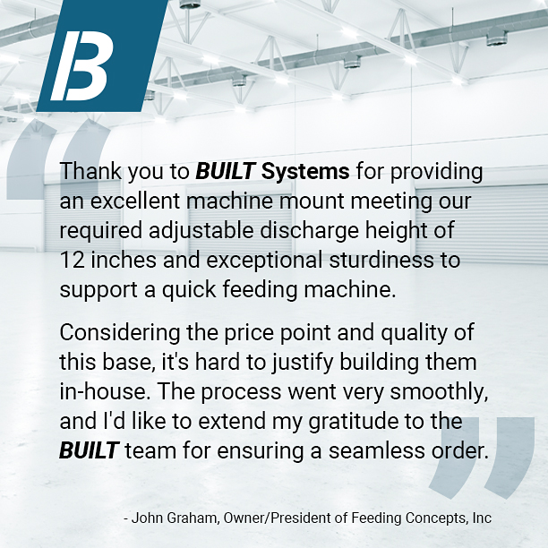 BUILTSystems's tweet image. It&apos;s always a good day when we have a happy customer! Thank you, John, for choosing BUILT!

#manufacturing #automation #machinebase #madeinamerica #testimonial #industrial #manufacturingequipment