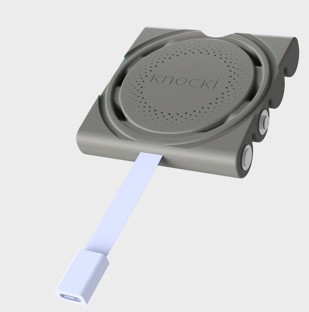 Coming soon... Our new USB C adapter for Knocki that eliminates lag by keeping WiFi always-on (instead of it waking up after gestures).  It also means no more battery replacements!  Just drop this in the battery bay and it works automatically!  #nomorebatteries #SmartHome