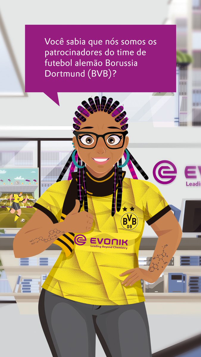 Olá, eu sou a EDNA, a porta-voz da Evonik. Você sabia que nós patrocinamos um time de futebol? O Borussia Dortmund. Esse vínculo mostra algo além das multidões nos estádios e da paixão dos fãs: os valores compartilhados. Saiba mais: linkedin.com/feed/update/ur…

#Evonik
