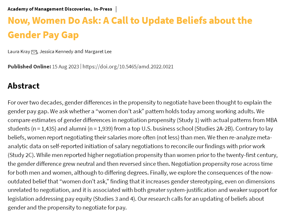 In the 90s, women were less likely to negotiate their salaries than men. Today, they're more likely to ask... but still get fewer raises.

The solution is not to encourage women to advocate for themselves. It’s to change the stereotypes and systems that are biased against them.