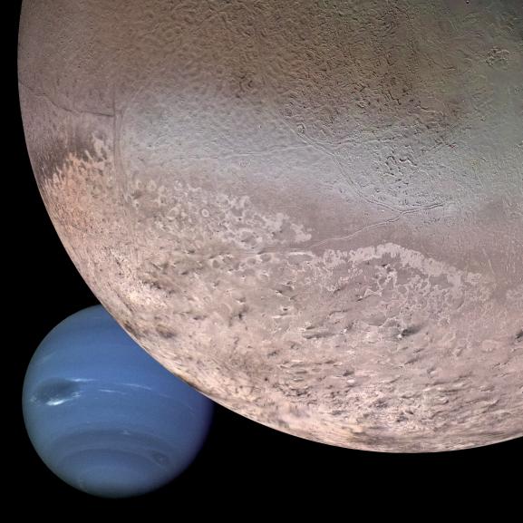 USGS_AstroGeo's tweet photo. #OnThisDay in 1989 the Voyager 2 spacecraft made a close flyby of Neptune, giving us our first close-up of this icy body. Astro's Lawrence Soderblom was interviewed at the time in this Washington Post article about many amazing discoveries from the flyby: https://t.co/iD7EqtwxUi https://t.co/PONJNkh6iS