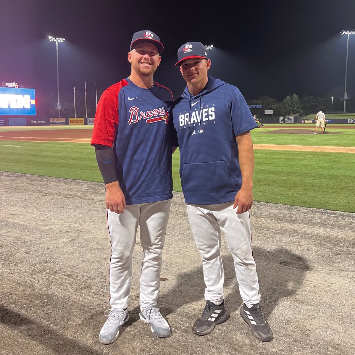 .@spencerschwell + @__2shay are teammates once again. 🤝 This time it’s for Braves High-A affiliate @TheRomeBraves. #ProBigRed