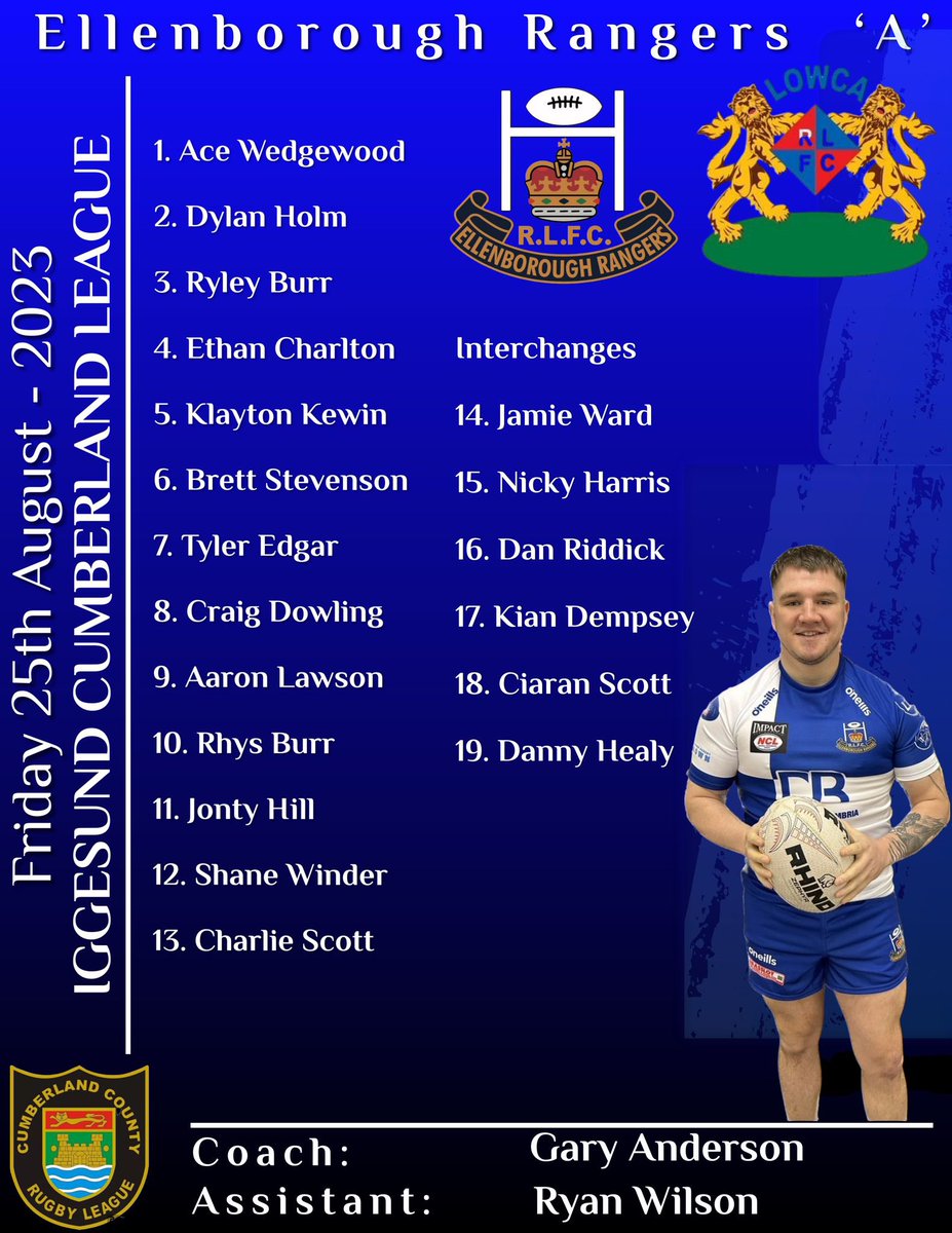 Here’s tonight’s team news!

10 Minutes to go until our A Team take on <a href="/Lowca_ARLFC/">Lowca ARLFC</a> @ Solway Park!

Get down &amp; support the boys 👏🏻

🔵⚪️🔵