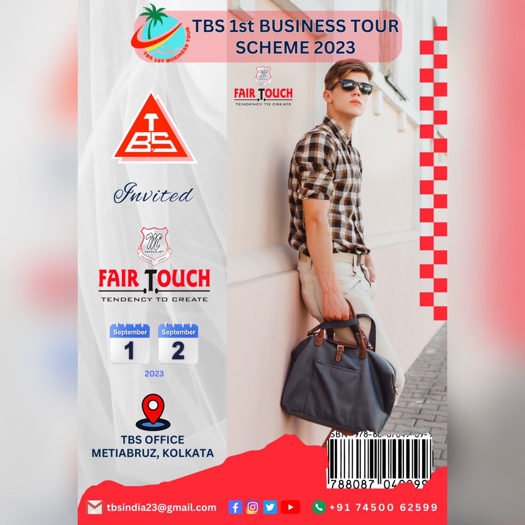tbsindia23's tweet photo. ONE OF THE BEST DELHI BRANDS "FAIR TOUCH" IS COMING IN METIABRUZ, KOLKATA AT TBS OFFICE.
BE PREPARED AND STAY TUNED WITH TBS.
#tbsindia23 #TirupatiBalajiSales #tbs #TBS_1st_Business_Tour
#Aug_Sep_Scheme23 #TourScheme23 #Fair_Touch #Top_Delhi_Brand #Delhi #GandhiNagar #TankRoad https://t.co/bq3XODWbFP