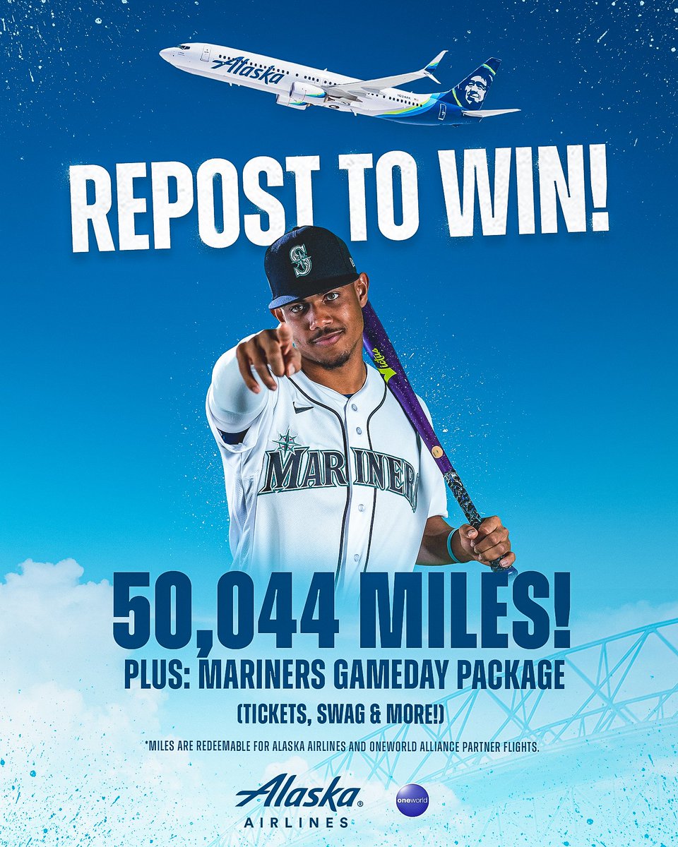 ✈️ REPOST TO WIN ✈️

It’s Friday and that means it’s time to fly, fly away! Just hit that repost button for a chance to win 50,044 @AlaskaAir miles and a Gameday Package! #FlyFlyAwaySweepstakes atmlb.com/40TsU7X