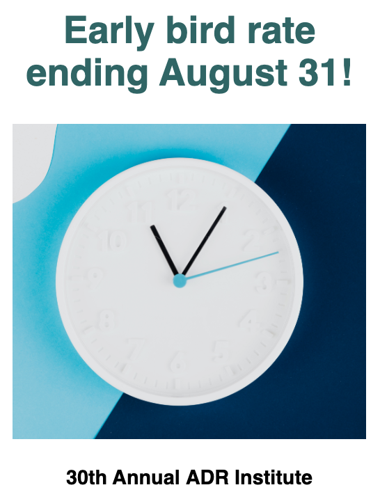 GeorgiaADR's tweet photo. Early bird registration for the ADR Institute ends August 31! Clock is ticking...

https://t.co/0YtCmeaHWW https://t.co/vAEYeXX1Q3
