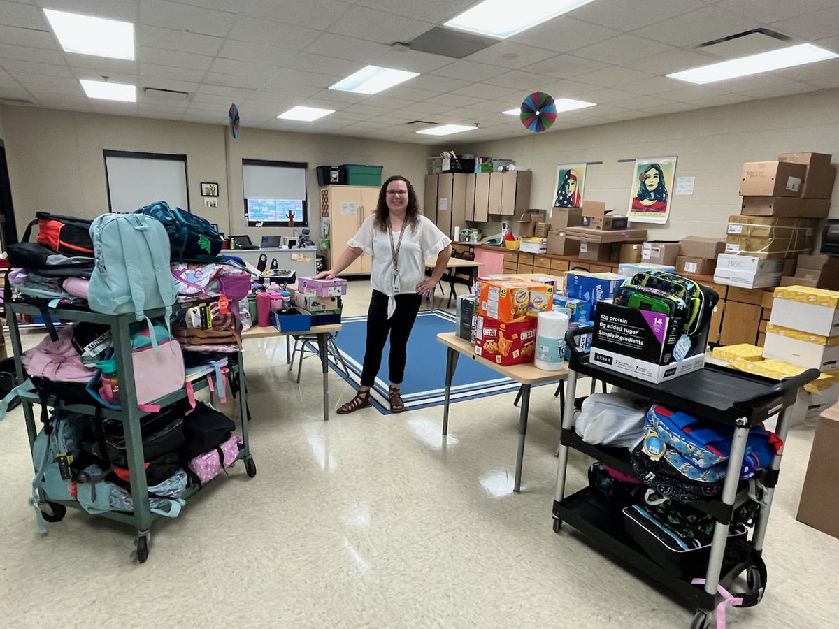 A HUGE thank you to our partners at East Brentwood Presbyterian Church for bringing in backpacks, lunchboxes, snacks, and school supplies for our students!