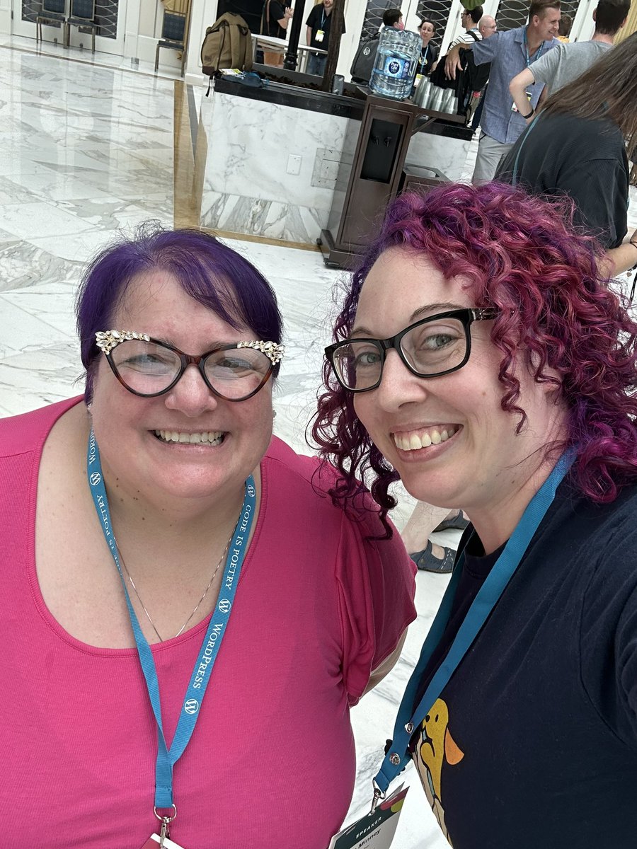 jo_minney's tweet photo. Oh hey, it’s #michelleandme ! Thanks for everything you do to support #underrepresentedintech folks @michelleames 💜 #WCUS https://t.co/k8DwSdmglL