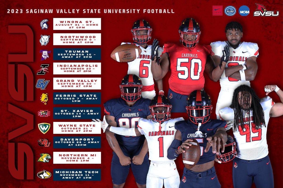 🚨🚨2023 <a href="/svsu_football/">SVSU Football</a> Schedule🔵🔴🏈GO CARDS‼️