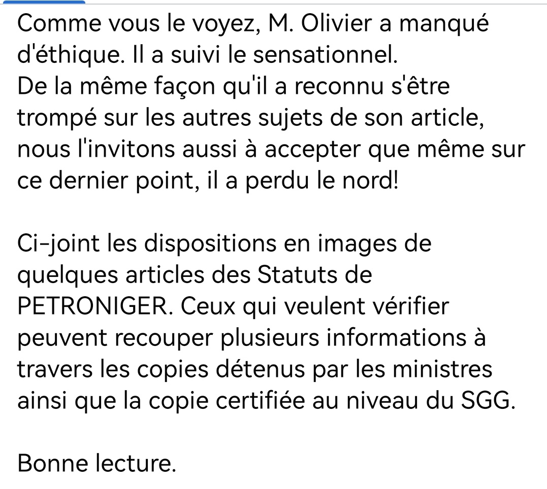 Infointox277's tweet photo. #Niger: Malgré la pub du droit de réponse apporté par Le Premier Ministre M. Ouhoumoudou à @jeune_afrique sur PETRONIGER, le journaliste @MathieuOlivier persiste sur l'idée selon laquelle le schéma proposé par le Ministre du Petrole Abba était une participation public de 15%,... https://t.co/pzMqXNlTQC